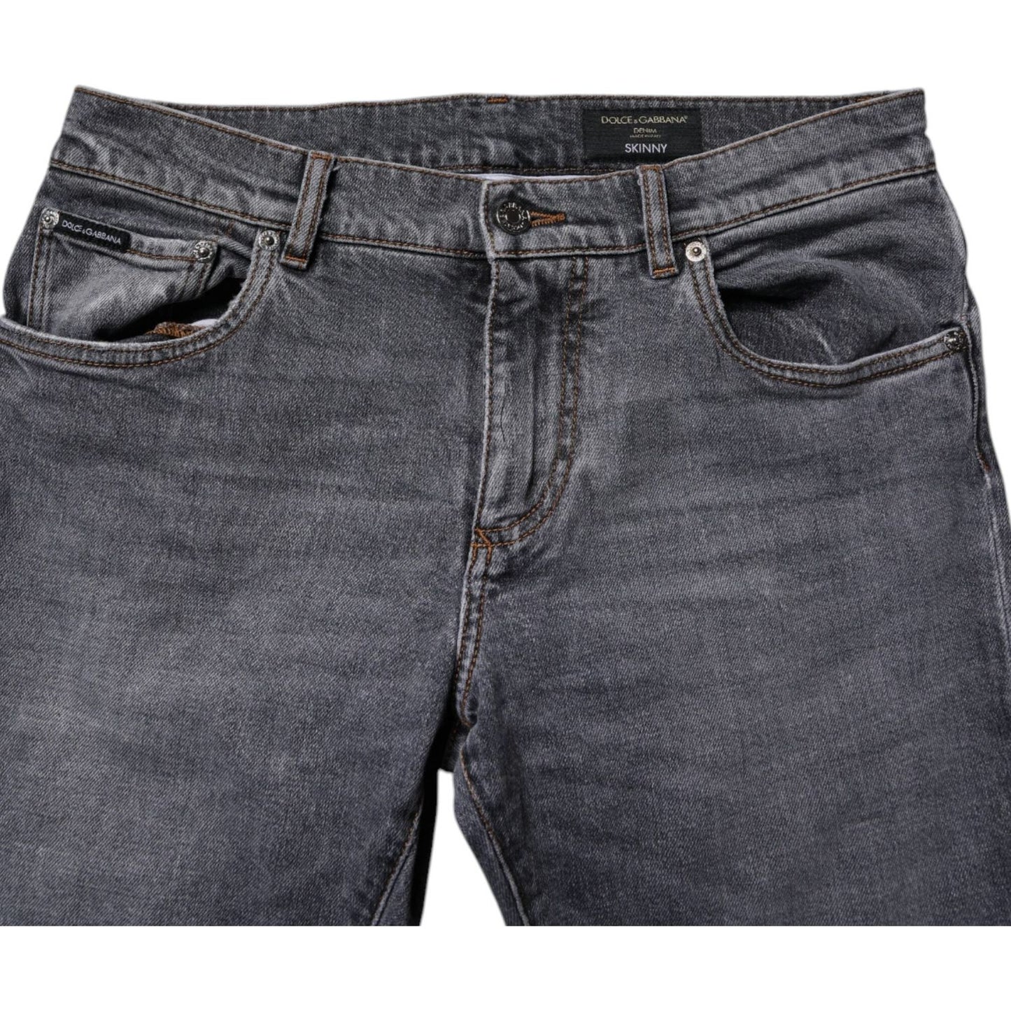 Dolce & Gabbana Dark Gray Cotton Stretch Skinny Denim Jeans PAN75212-48
