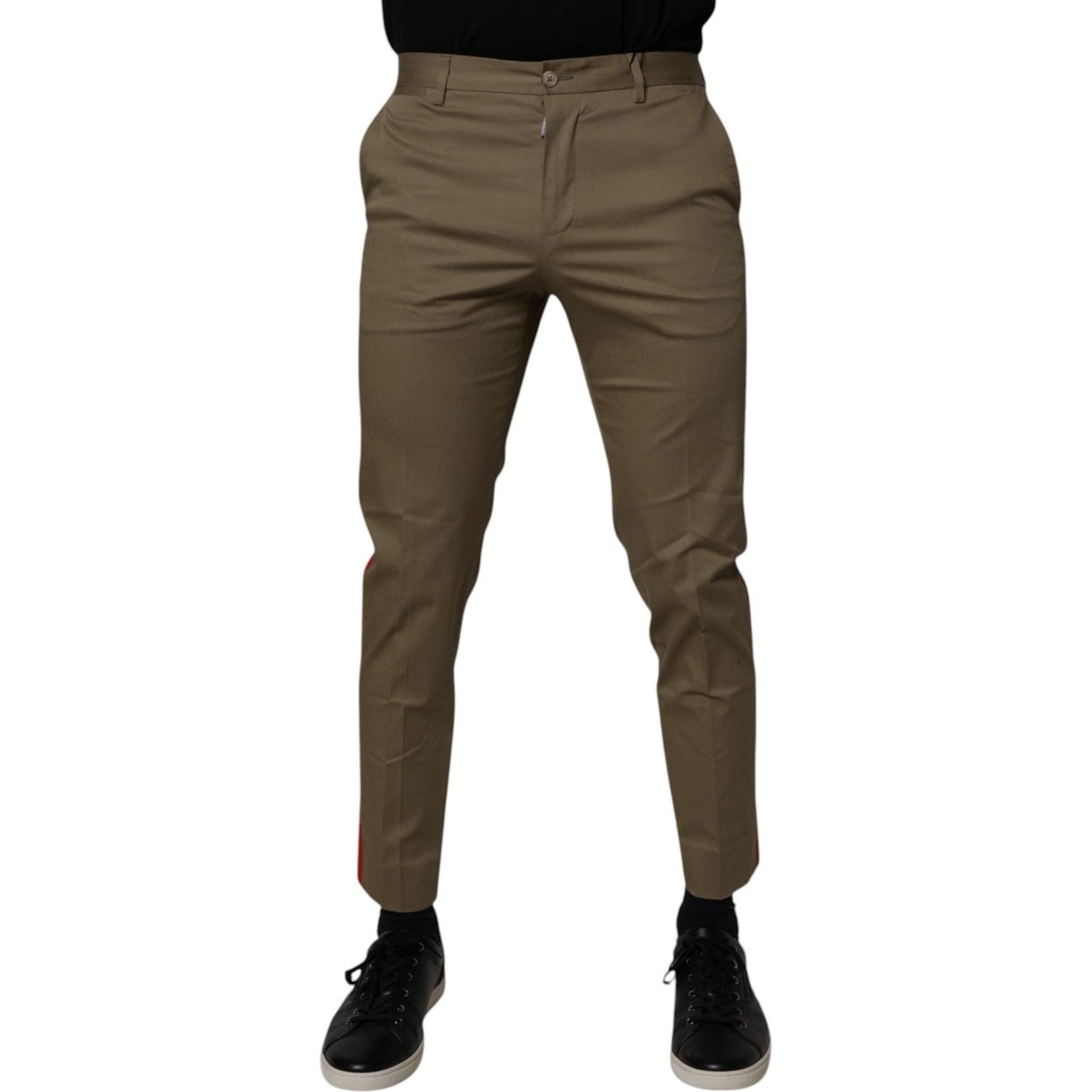 Dolce & Gabbana Dark Khaki Cotton Tapered Pants PAN75216-46