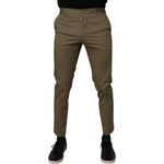 Dolce & Gabbana Dark Khaki Cotton Tapered Pants PAN75216-46