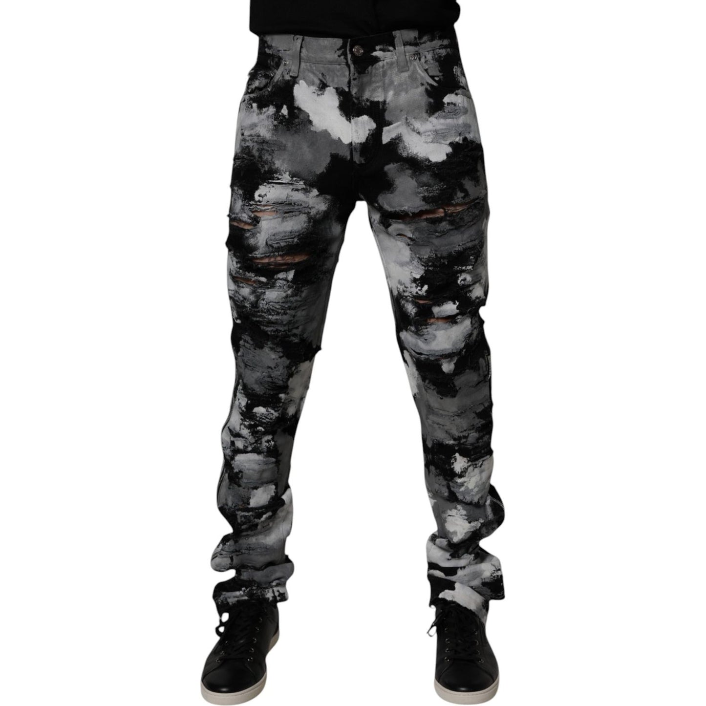 Dolce & Gabbana Multicolor Camouflage Tattered Skinny Denim Jeans PAN75218-48