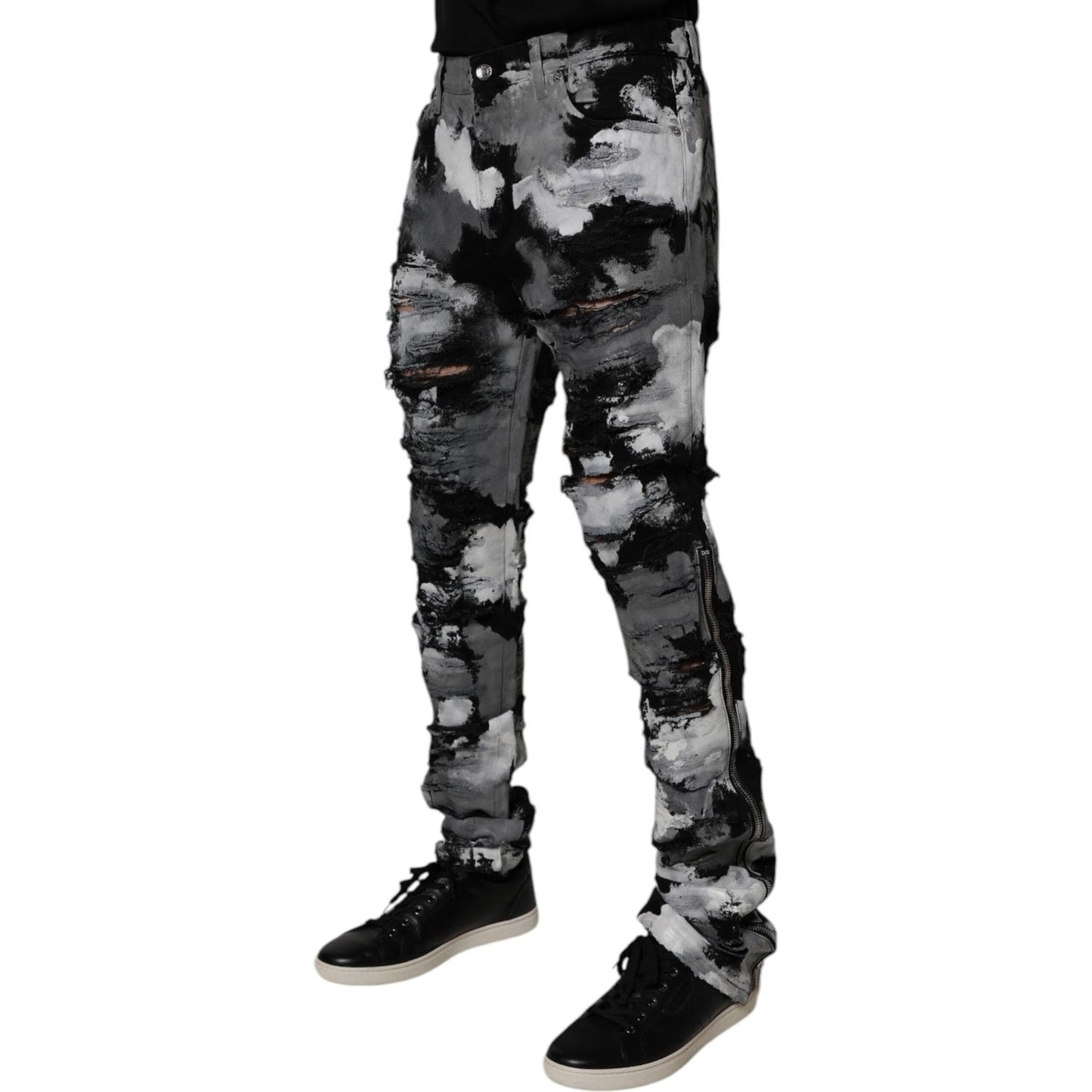 Dolce & Gabbana Multicolor Camouflage Tattered Skinny Denim Jeans PAN75218-48