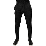 Dolce & Gabbana Black Brocade Polyester Skinny Dress Pants PAN75760-44