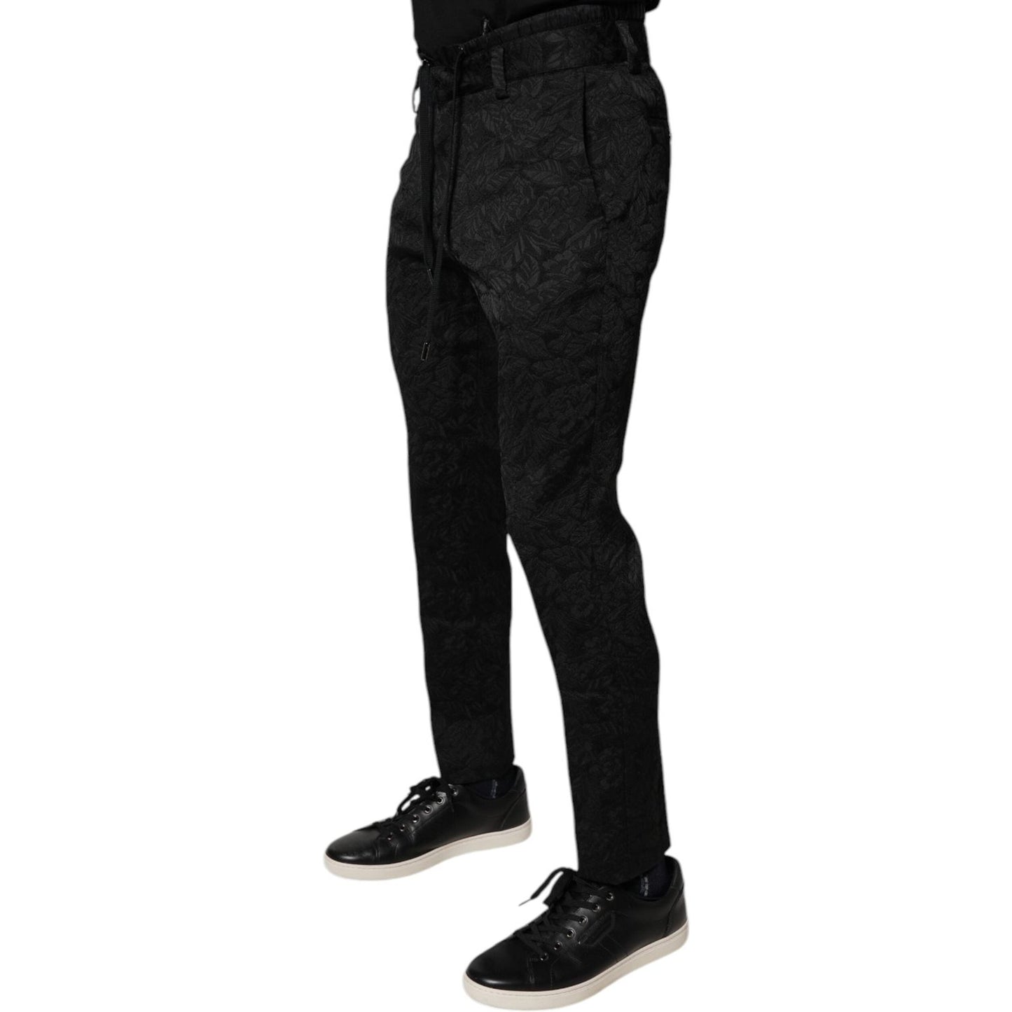 Dolce & Gabbana Black Brocade Polyester Skinny Dress Pants PAN75760-44