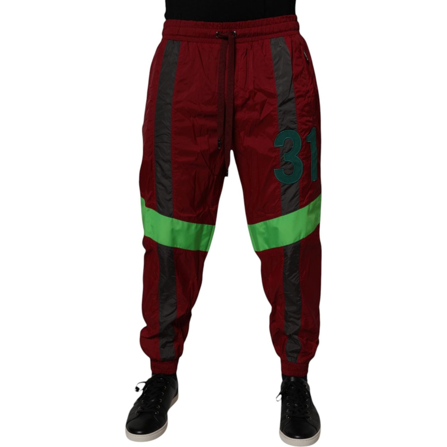Dolce & Gabbana Maroon Nylon Men Jogger Sweatpants Pants PAN76002-48