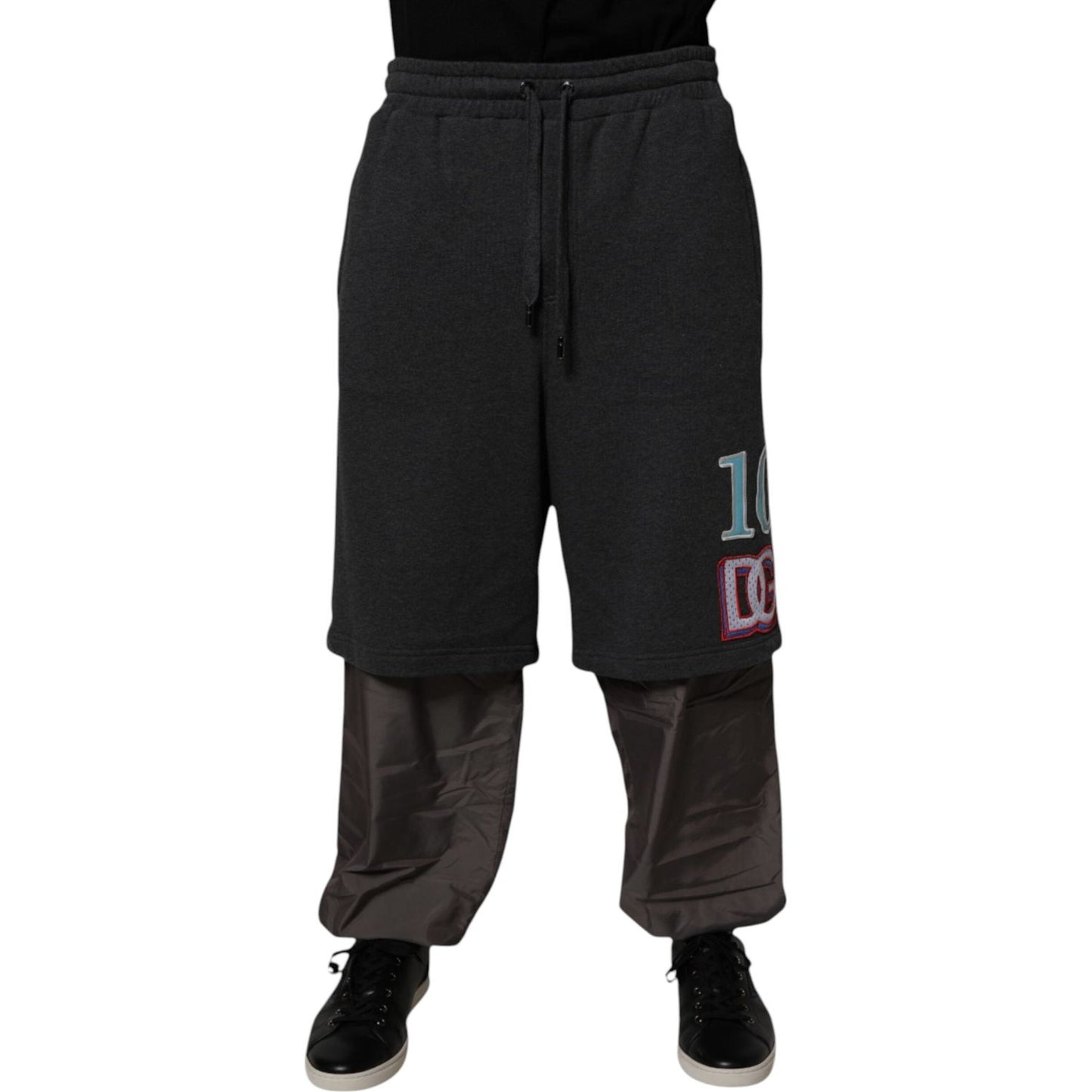 Dolce & Gabbana Dark Gray Cotton Layered Straight Sweatpants Pants PAN76007-50