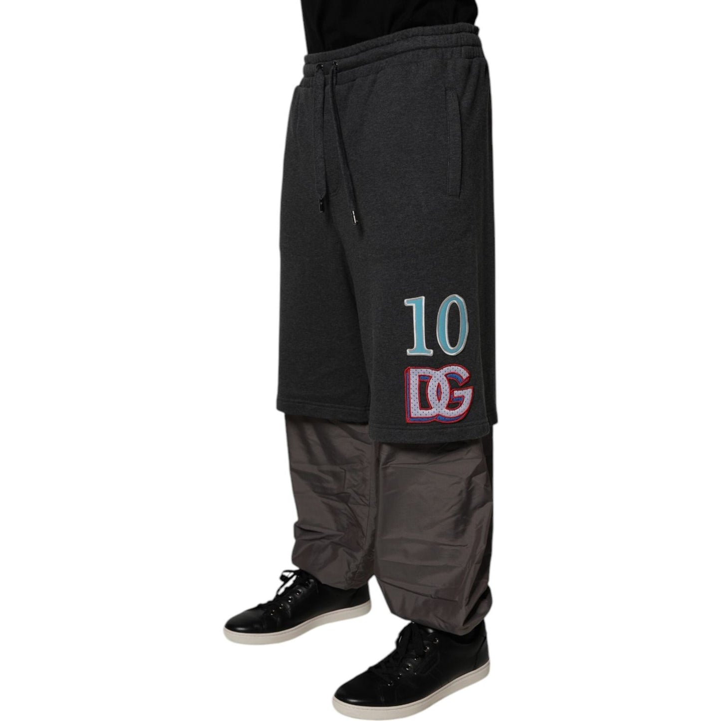 Dolce & Gabbana Dark Gray Cotton Layered Straight Sweatpants Pants PAN76007-50