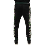 Dolce & Gabbana Black Floral King Men Jogger Sweatpants Pants PAN76049-46