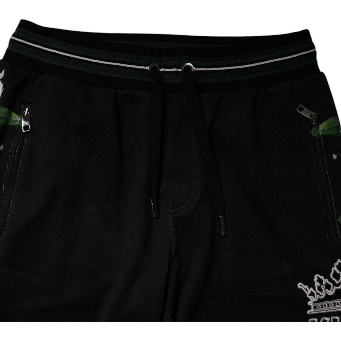 Dolce & Gabbana Black Floral King Men Jogger Sweatpants Pants PAN76049-46
