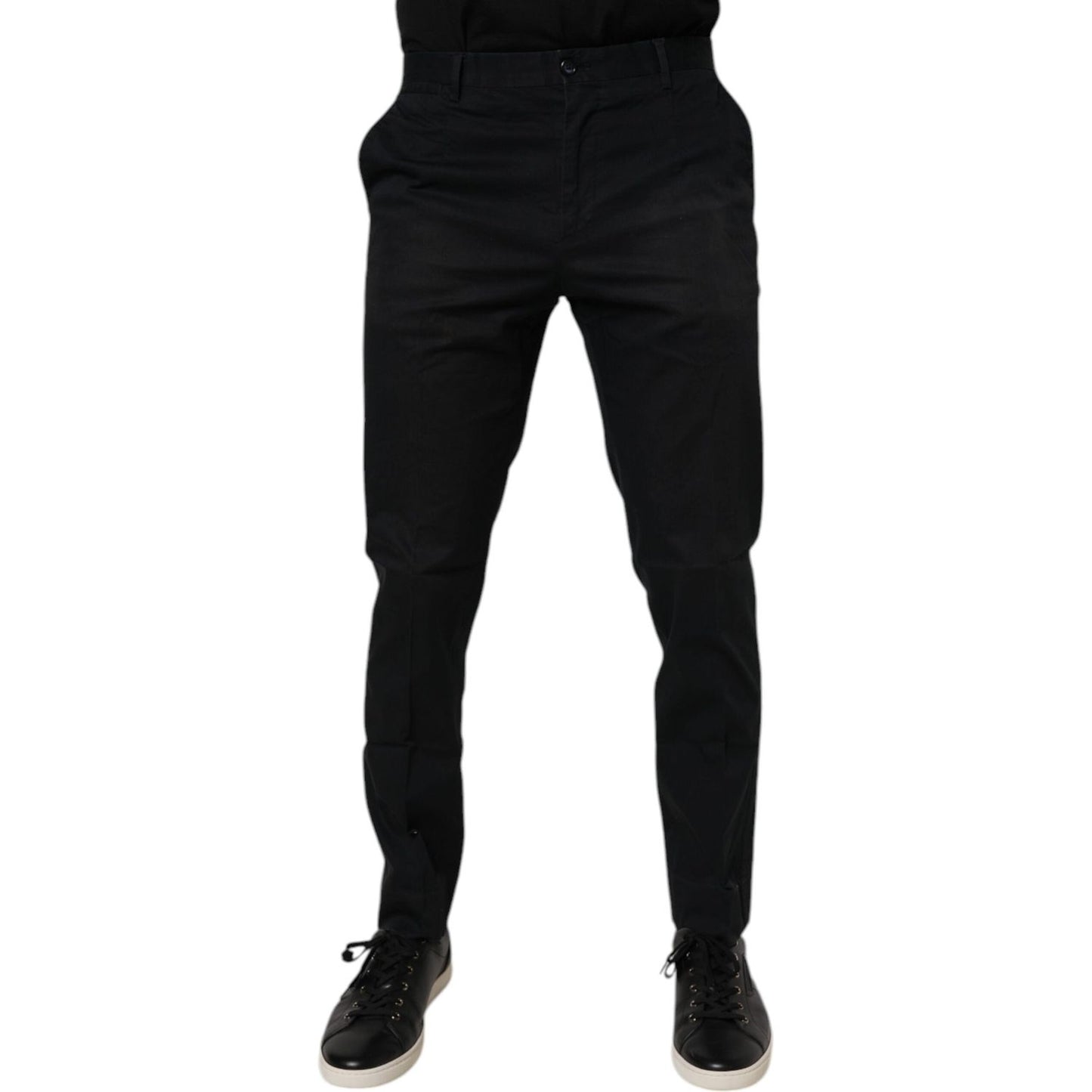 Dolce & Gabbana Black Cotton Stretch Skinny Dress Formal Pants PAN76115-48