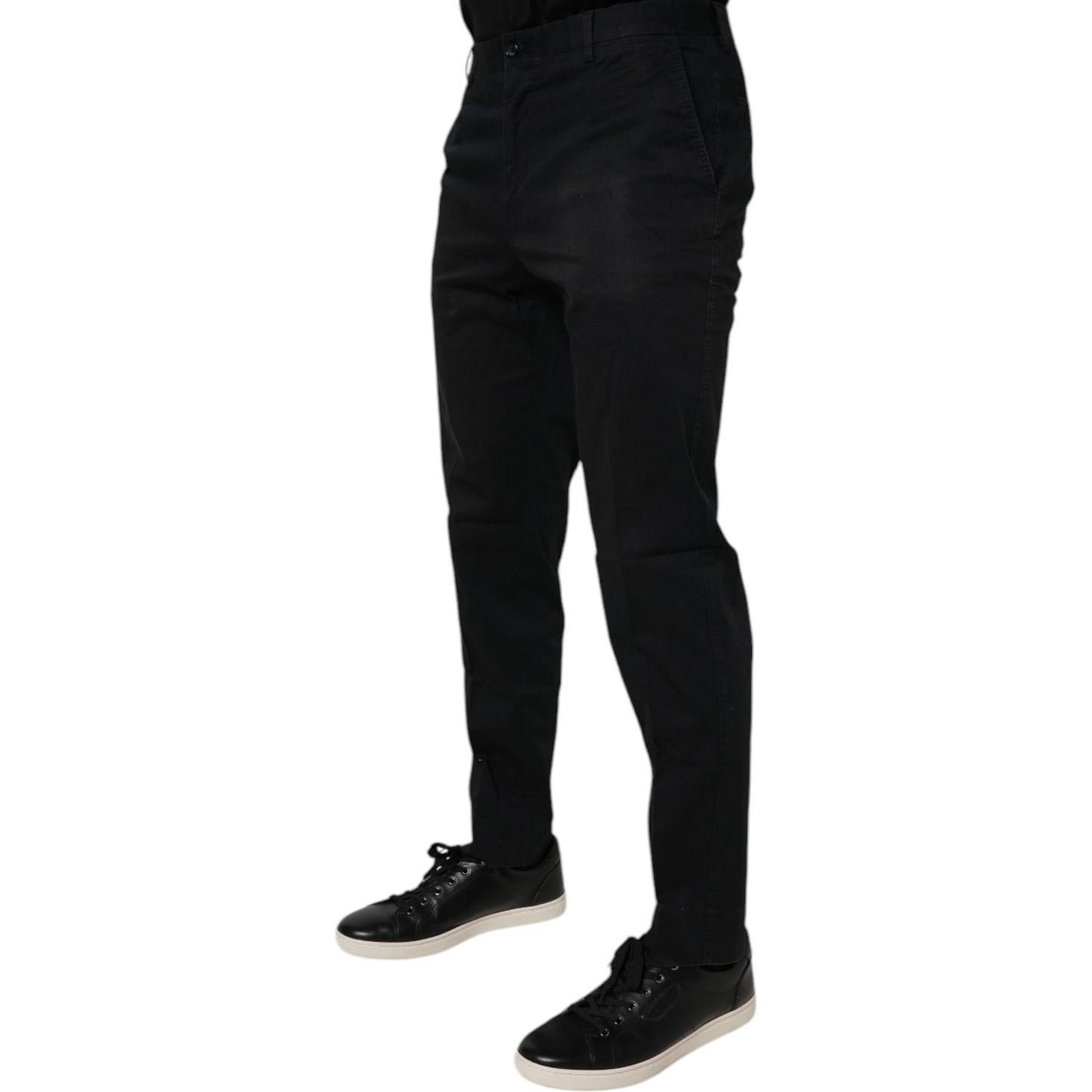 Dolce & Gabbana Black Cotton Stretch Skinny Dress Formal Pants PAN76115-48