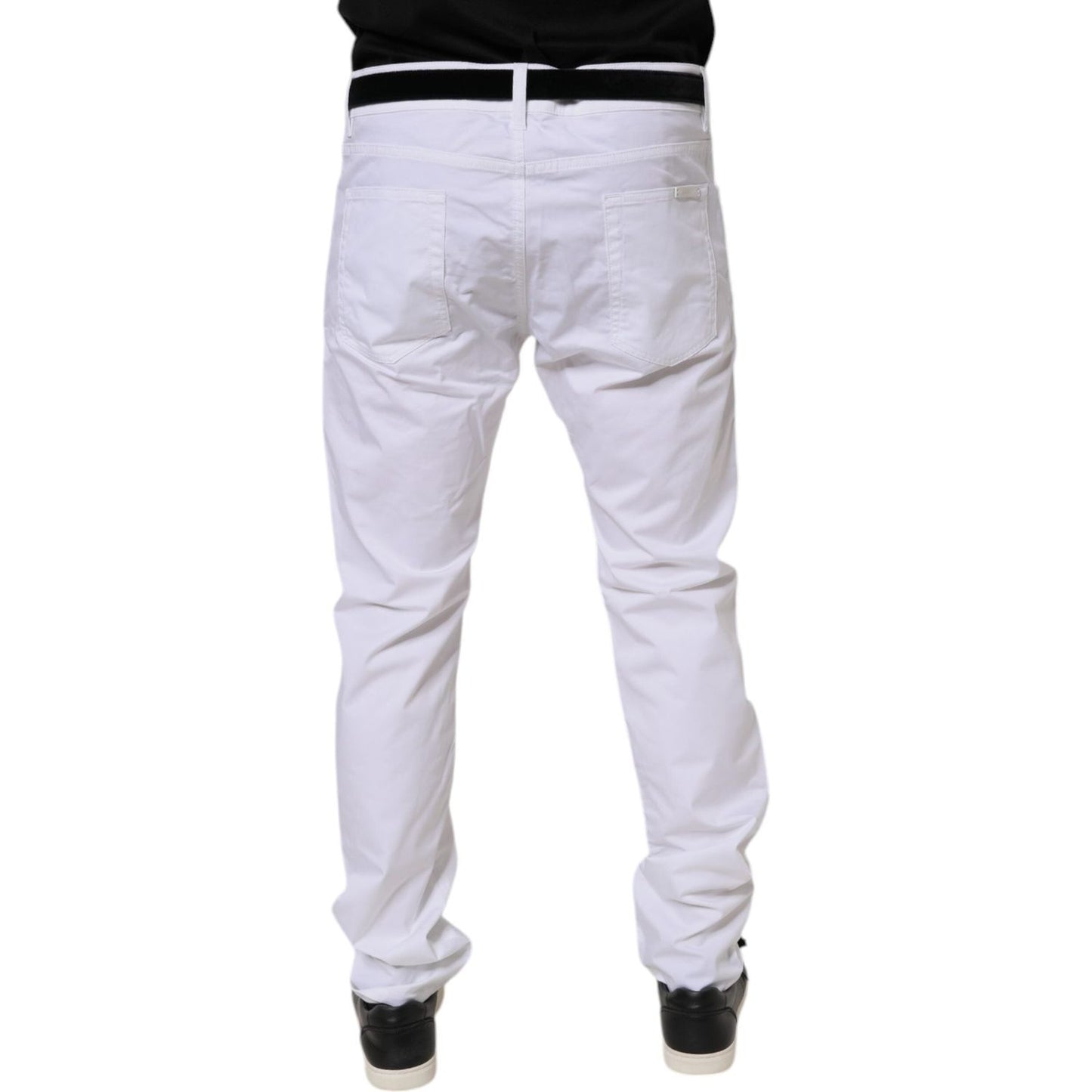 Dolce & Gabbana White Cotton Stretch Skinny Dress Formal Pants PAN76117-54