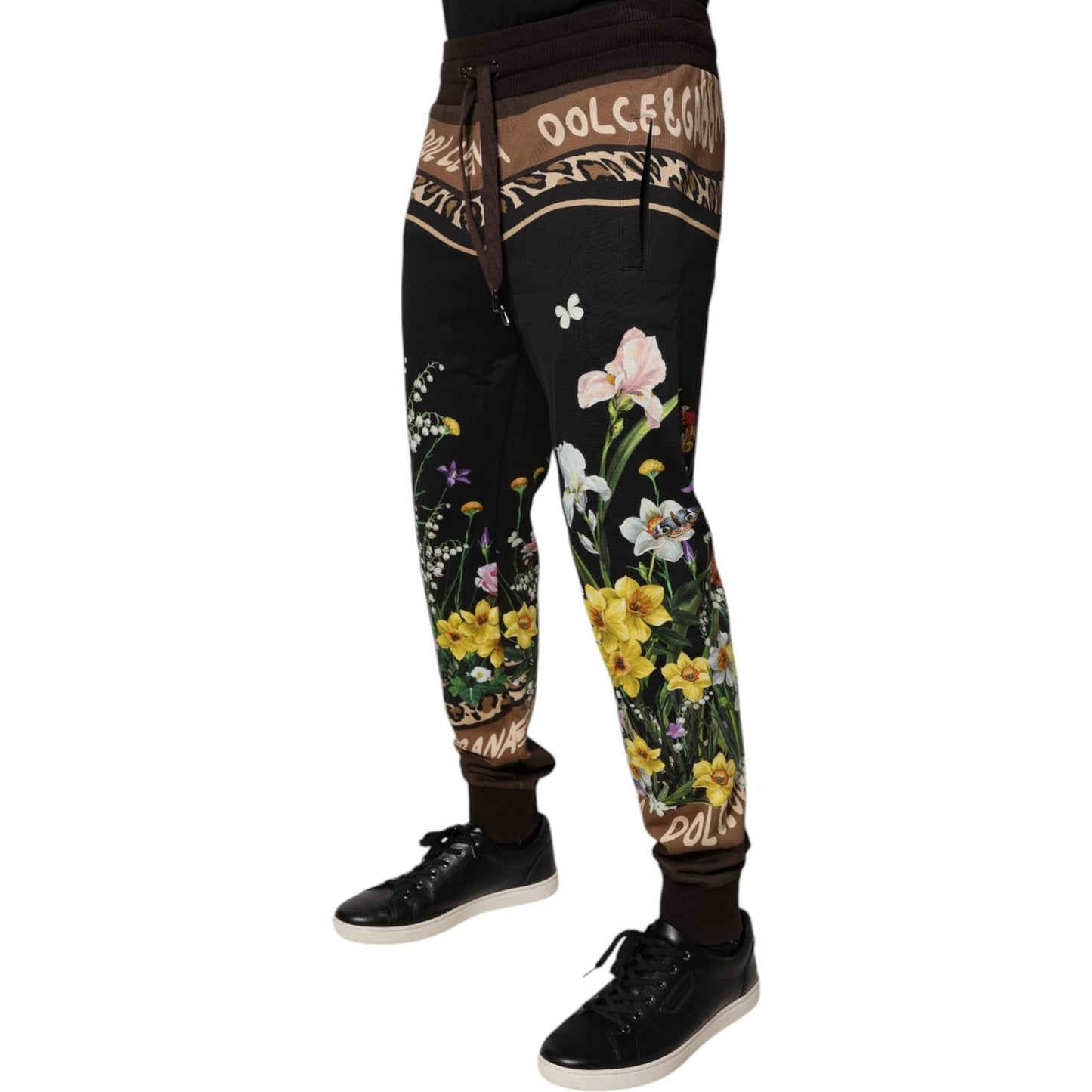 Dolce & Gabbana Black Floral Cotton Jogger Sweatpants Pants PAN76180-48