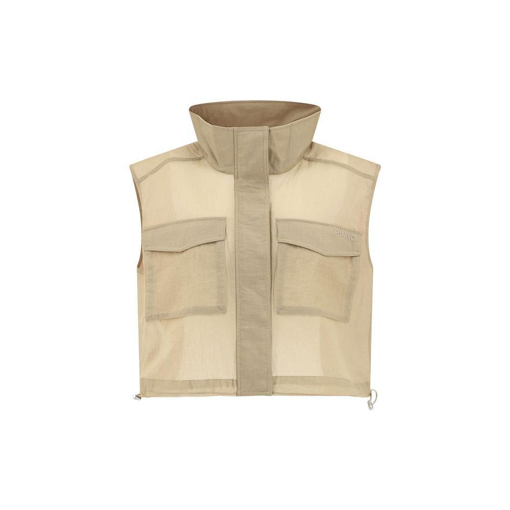PINKO Cropped Gilet Jacket 1728,72470364320,Beige,Clothing,Jackets & Coats - Women - Clothing,M,New with tags,PINKO,S,Women,Women - Clothing PI-104852A2EKC82-M