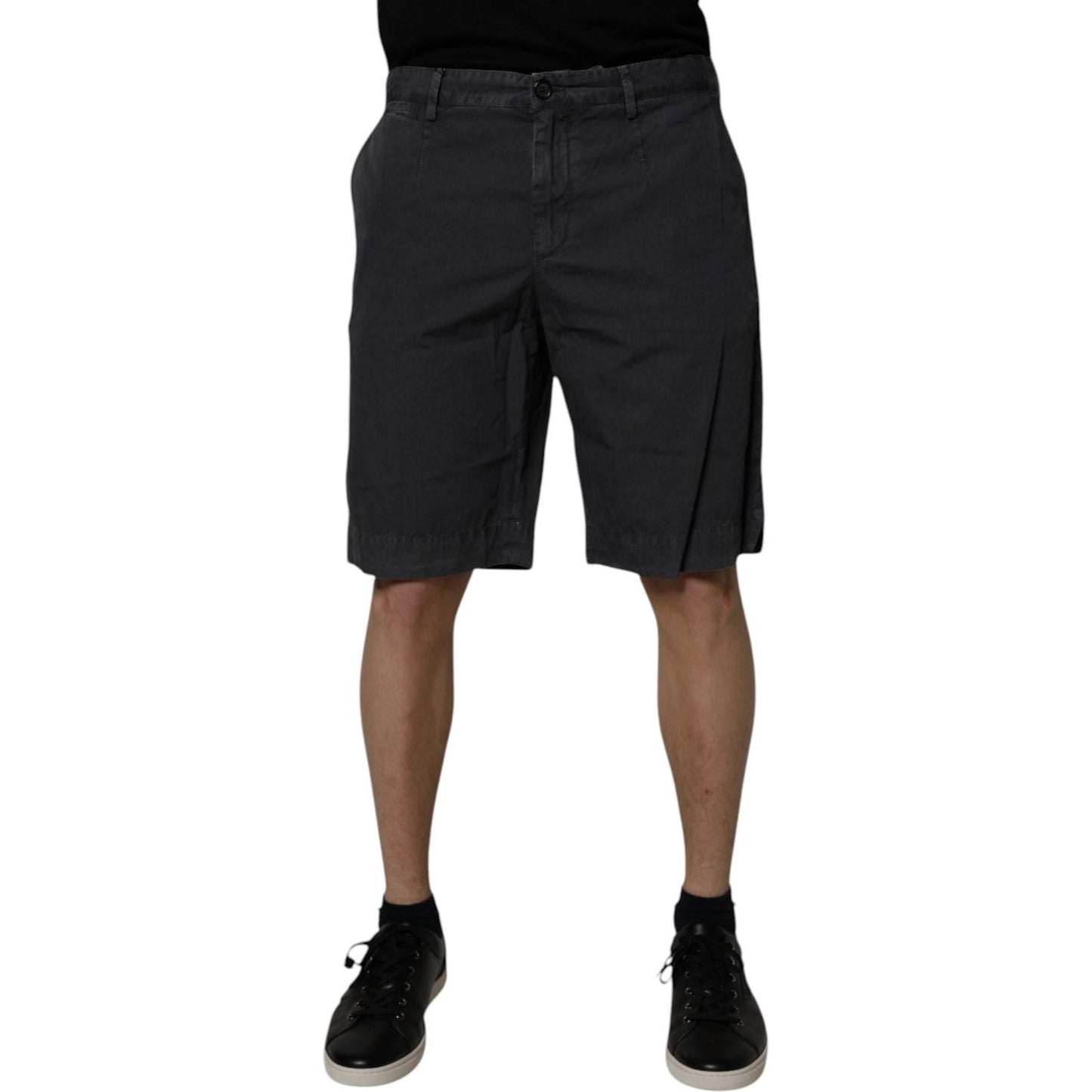 Dolce & Gabbana Dark Gray Cotton Mid Waist Men Bermuda Shorts PAN75252-46
