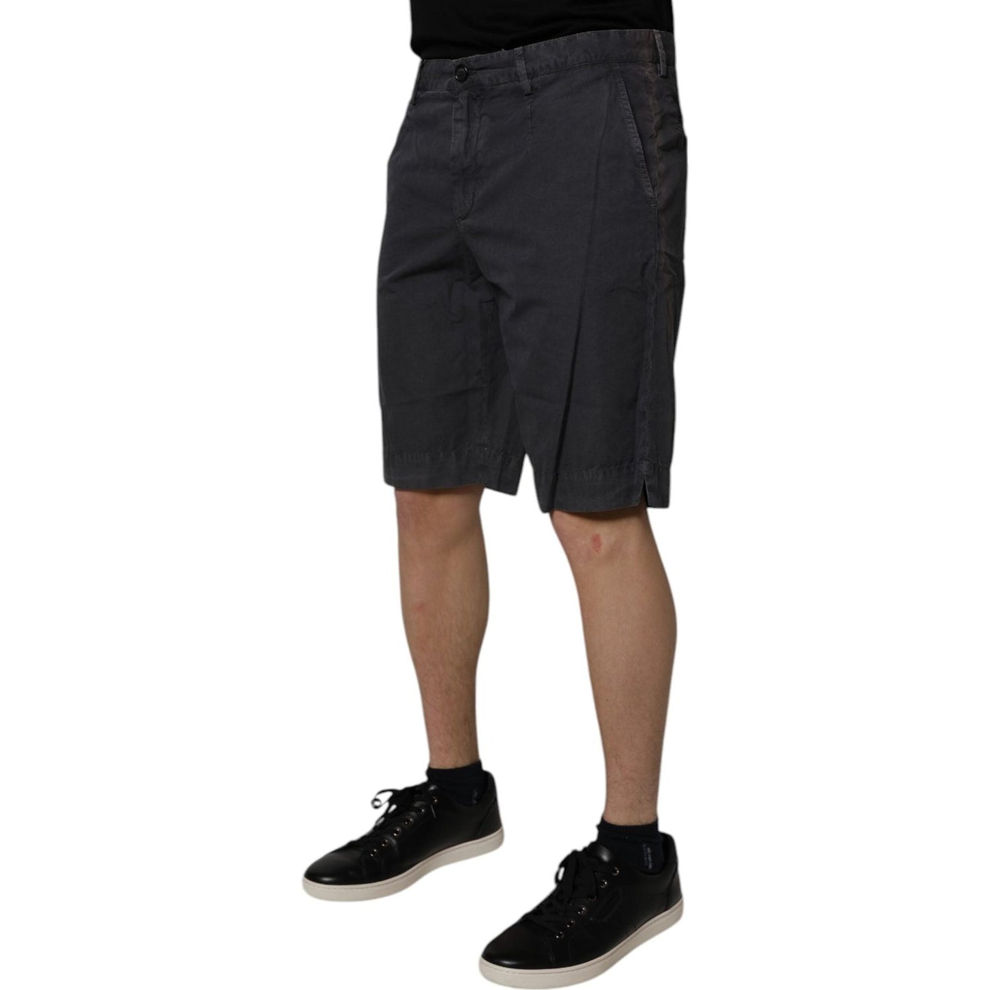 Dolce & Gabbana Dark Gray Cotton Mid Waist Men Bermuda Shorts PAN75252-46