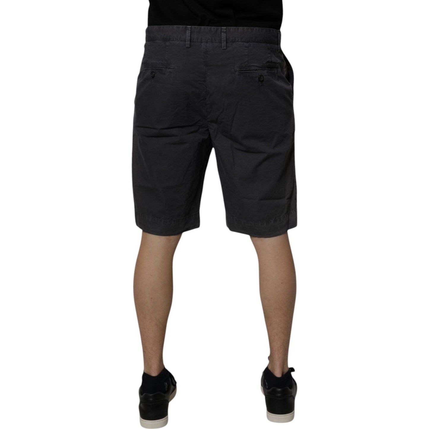 Dolce & Gabbana Dark Gray Cotton Mid Waist Men Bermuda Shorts PAN75252-46