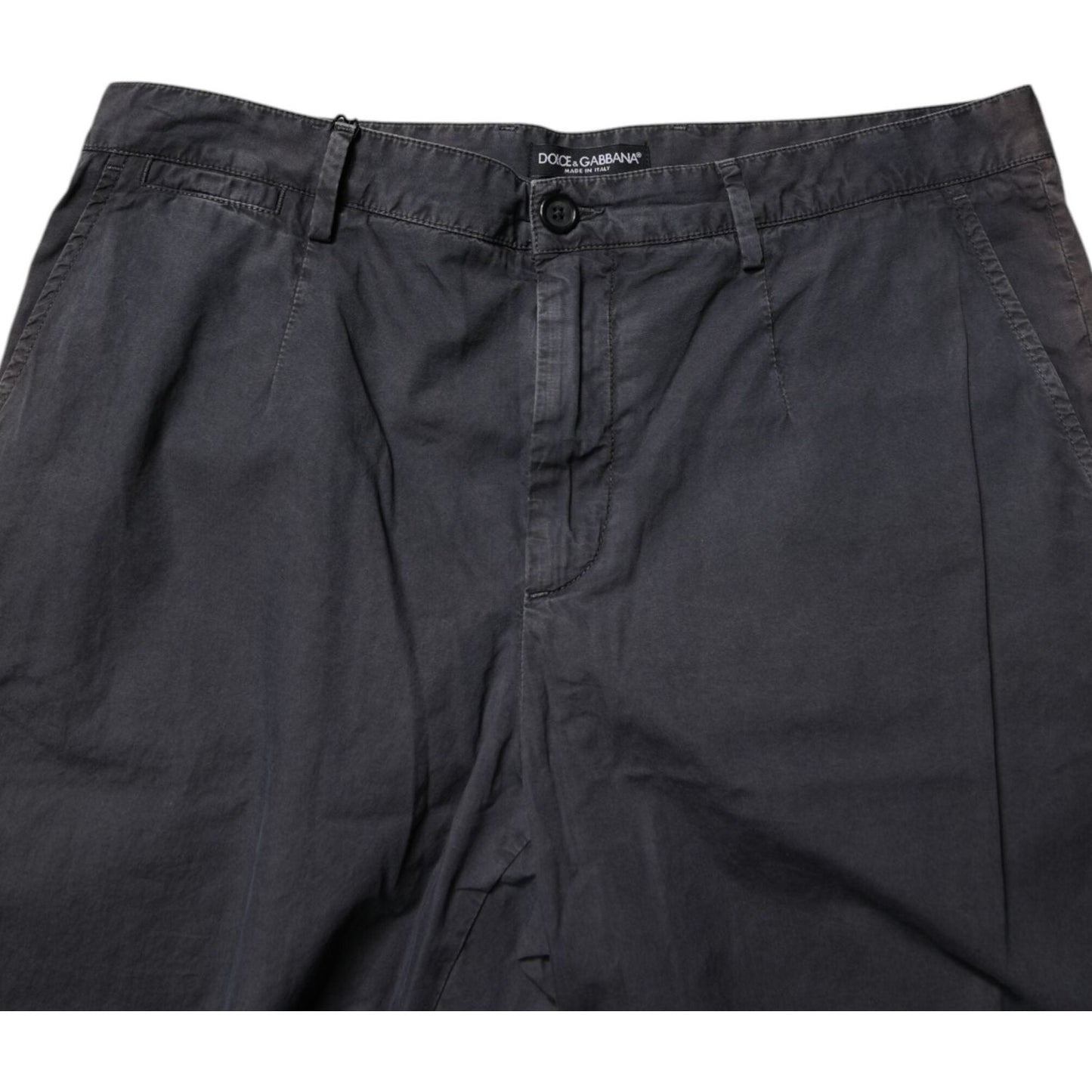 Dolce & Gabbana Dark Gray Cotton Mid Waist Men Bermuda Shorts PAN75252-46