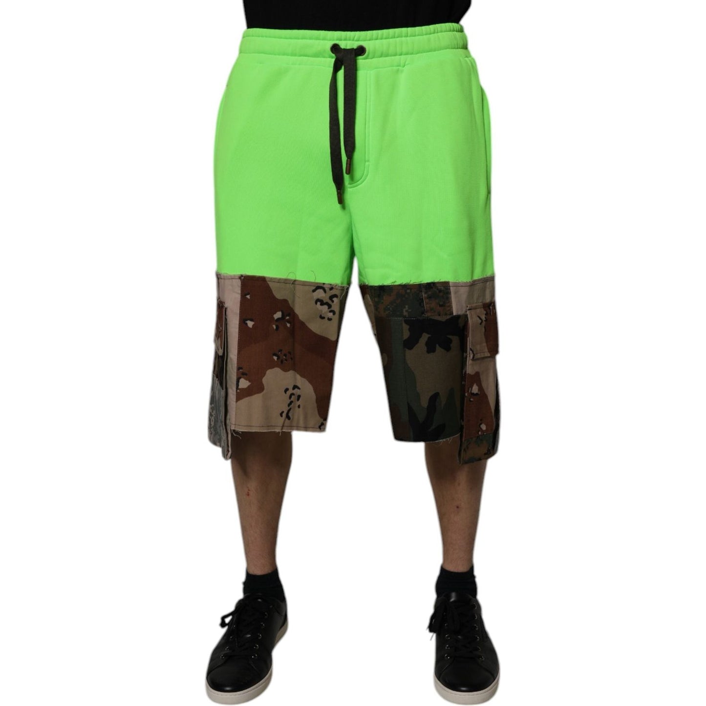 Dolce & Gabbana Green Patchwork Cargo Bermuda Shorts PAN75727-48