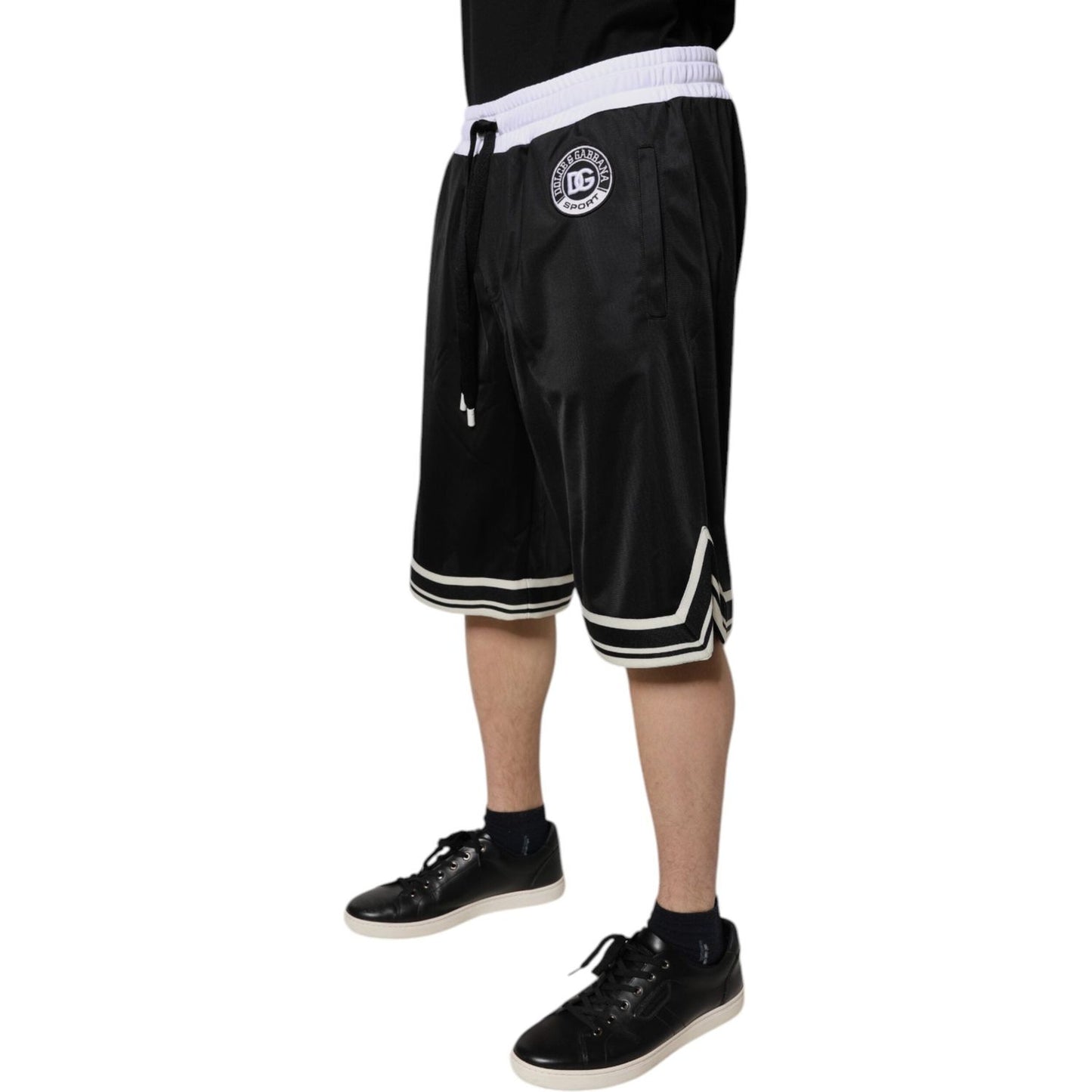 Dolce & Gabbana Black White Men Bermuda Sweatshorts Shorts PAN75728-44