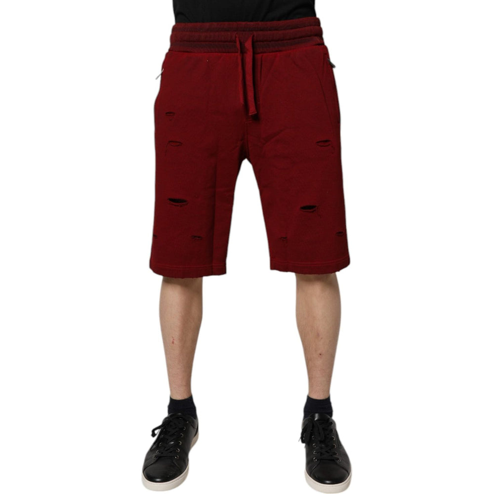 Dolce & Gabbana Maroon Rip Style Bermuda Sweatshorts Shorts PAN75729-48