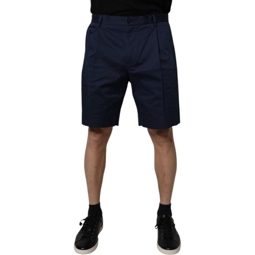 Dolce & Gabbana Dark Blue Cotton Mid Waist Men Bermuda Shorts PAN75750-46