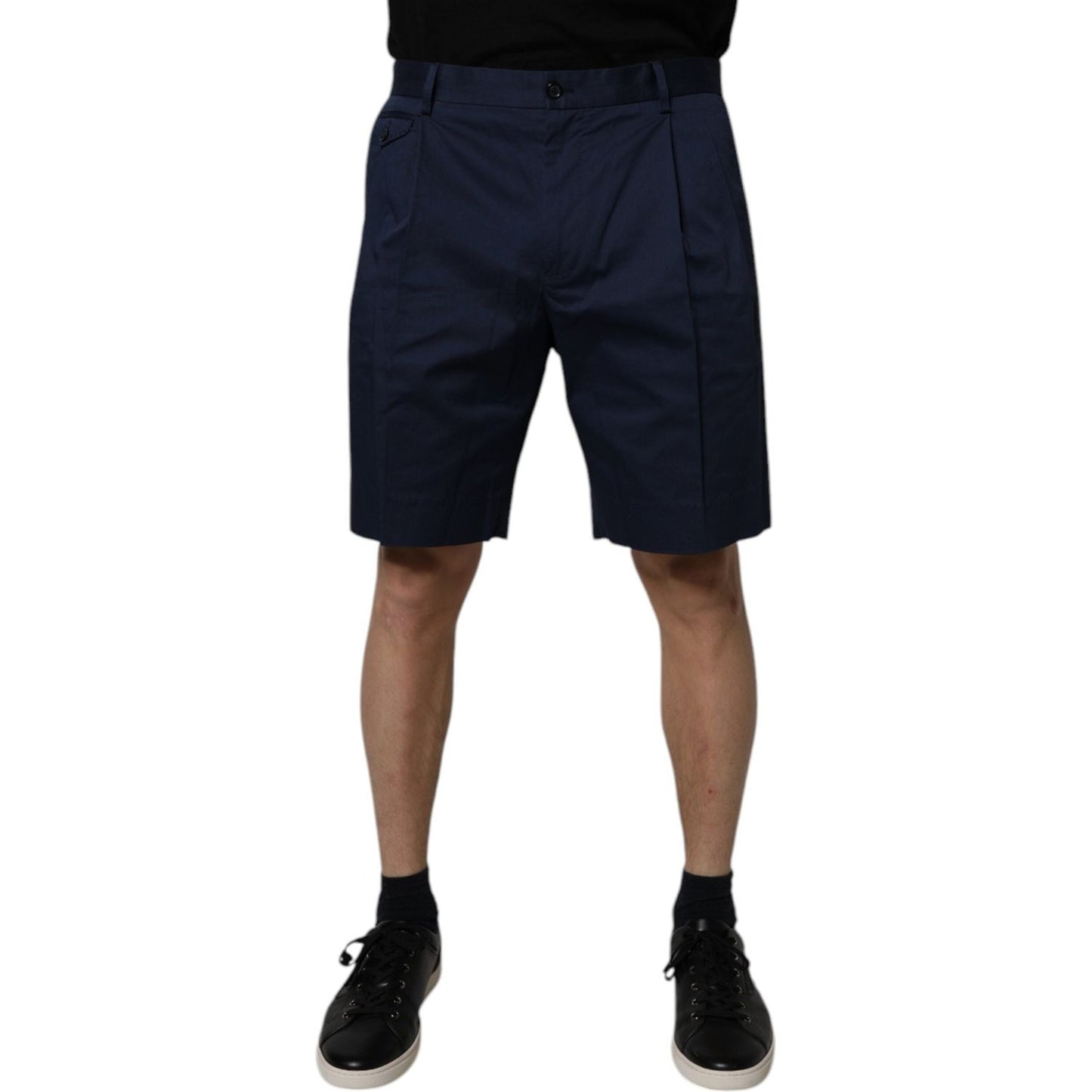 Dolce & Gabbana Dark Blue Cotton Mid Waist Men Bermuda Shorts PAN75750-46