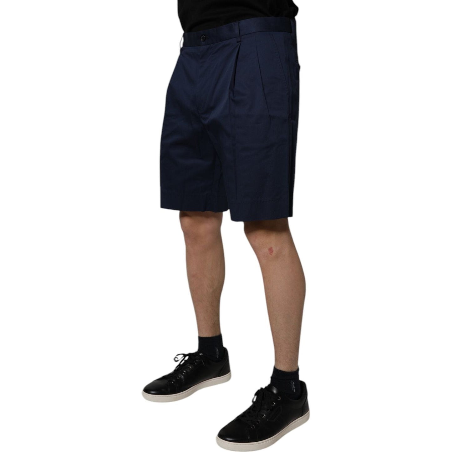 Dolce & Gabbana Dark Blue Cotton Mid Waist Men Bermuda Shorts PAN75750-46