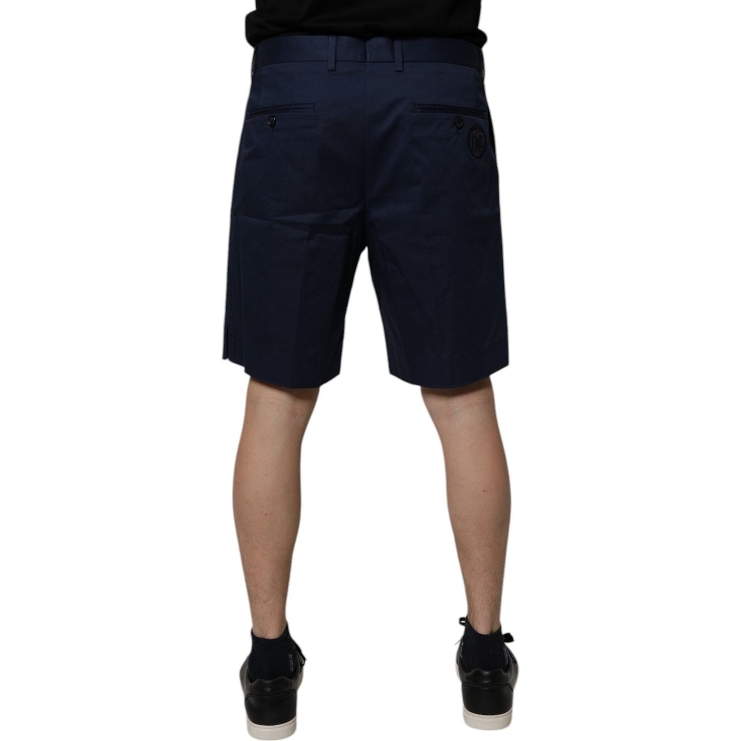 Dolce & Gabbana Dark Blue Cotton Mid Waist Men Bermuda Shorts PAN75750-46
