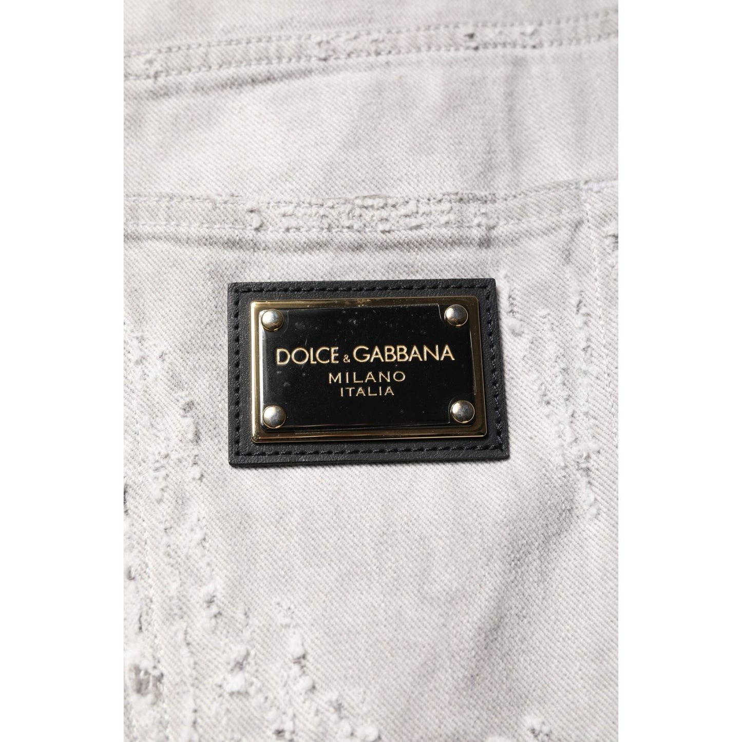 Dolce & Gabbana Light Gray Tattered Men Denim Bermuda Shorts PAN76177-52