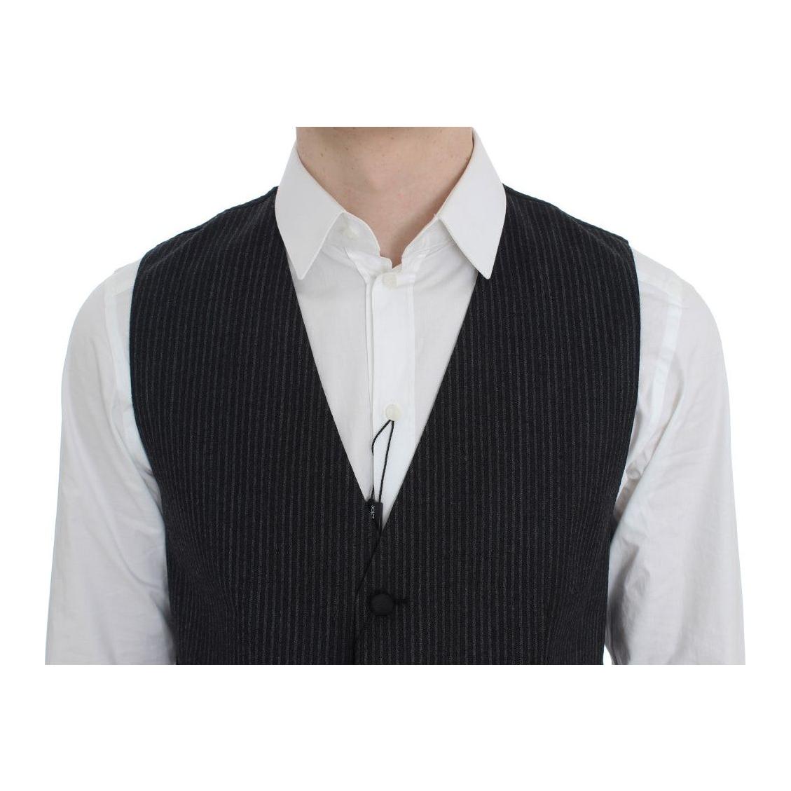 Dolce & Gabbana Gray Striped Formal Vest NOC10029-1