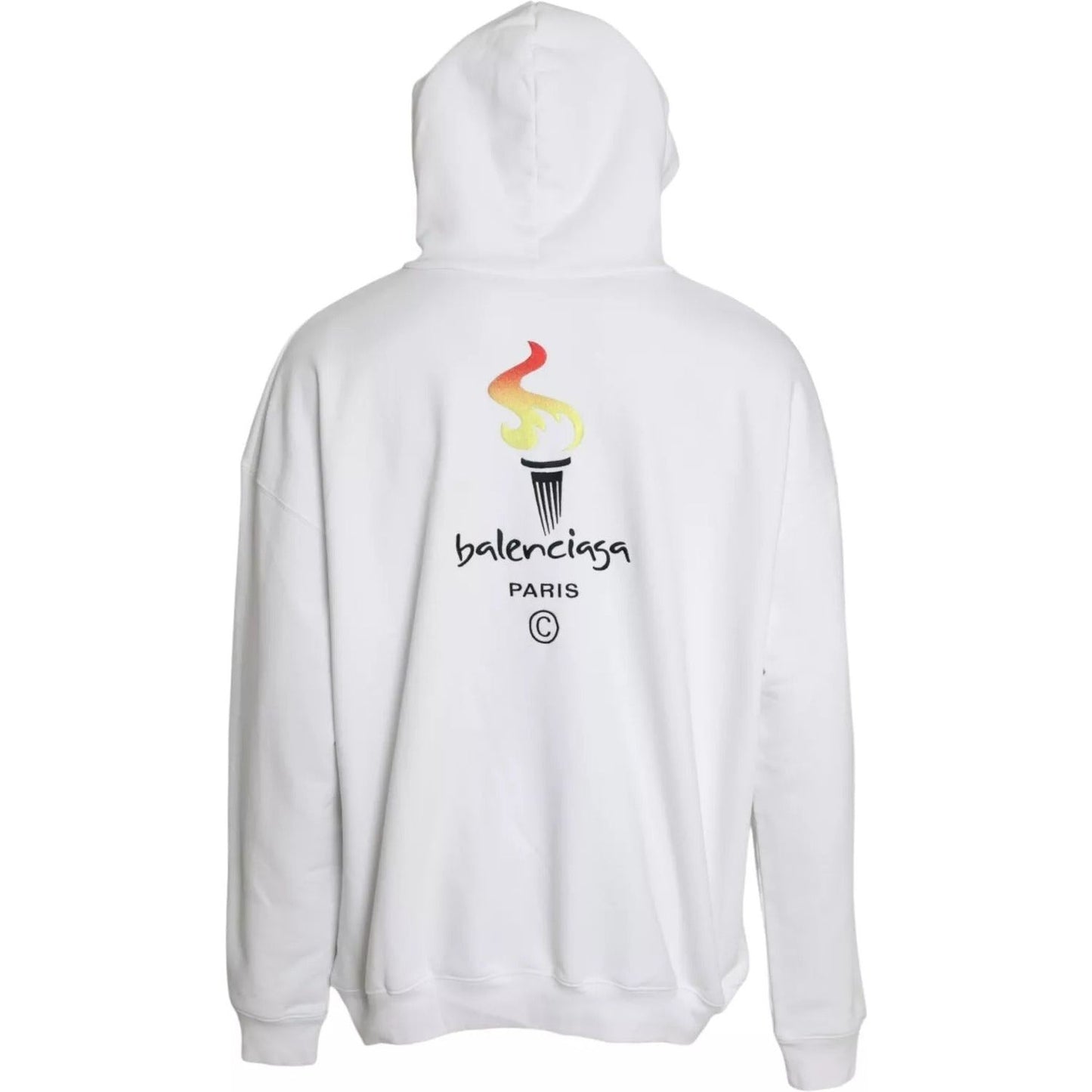 Balenciaga White Cotton Logo Hooded Pullover Oversize Sweater TSH84989-XS