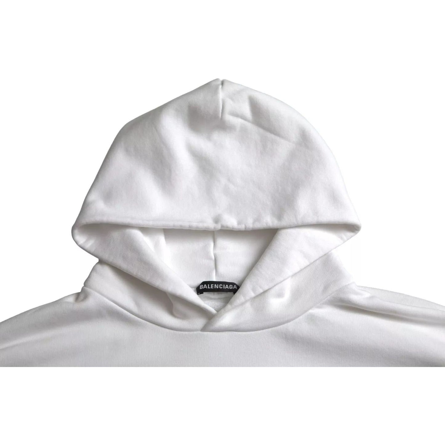 Balenciaga White Cotton Logo Hooded Pullover Oversize Sweater TSH84989-XS