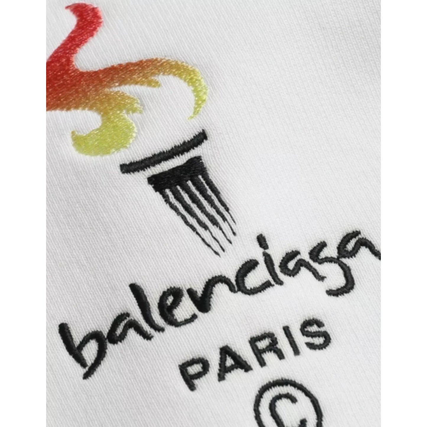 Balenciaga White Cotton Logo Hooded Pullover Oversize Sweater TSH84989-XS
