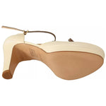 SERGIO LEVANTESI Beige T-Strap Block Heels Pumps Leather Shoes LA9385-37