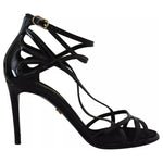 Dolce & Gabbana Black Leather Stiletto Heels Sandals Shoes LA9988-36.5