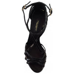 Dolce & Gabbana Black Leather Stiletto Heels Sandals Shoes LA9988-36.5