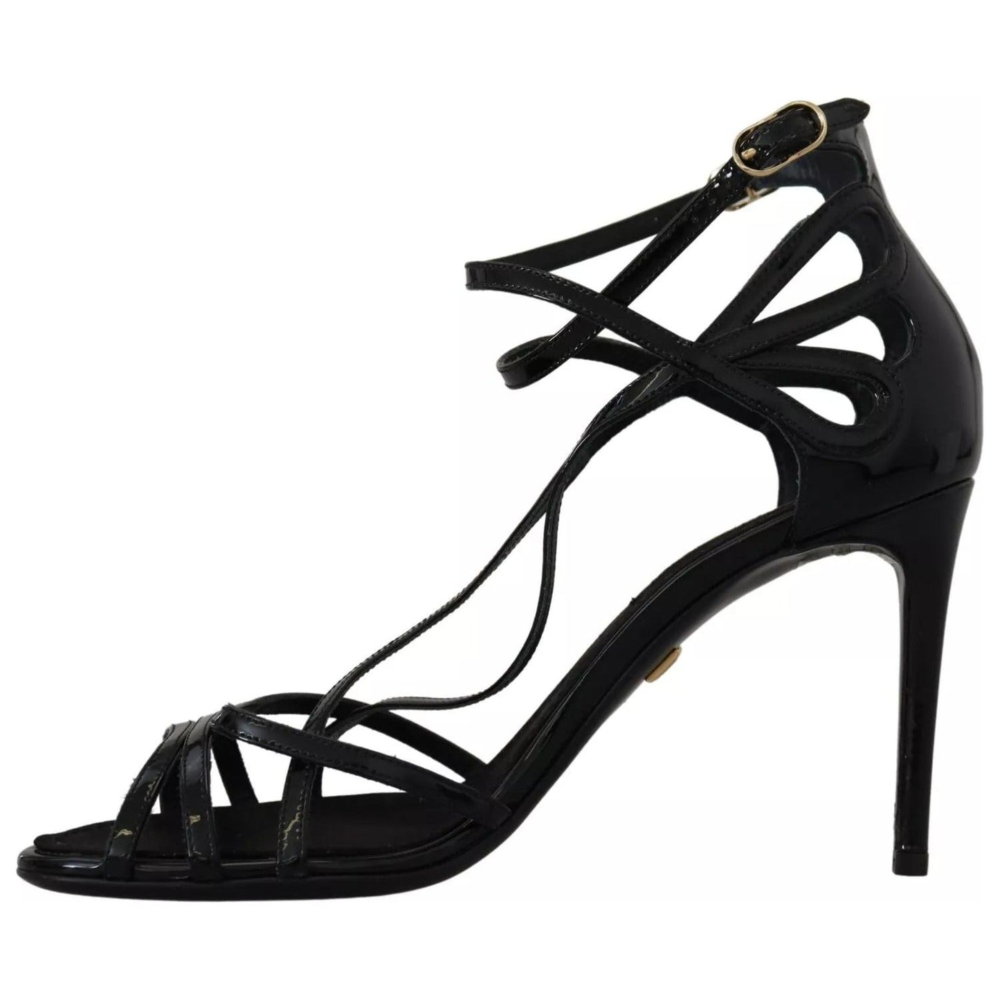 Dolce & Gabbana Black Leather Stiletto Heels Sandals Shoes LA9988-36.5