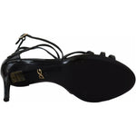 Dolce & Gabbana Black Leather Stiletto Heels Sandals Shoes LA9988-36.5