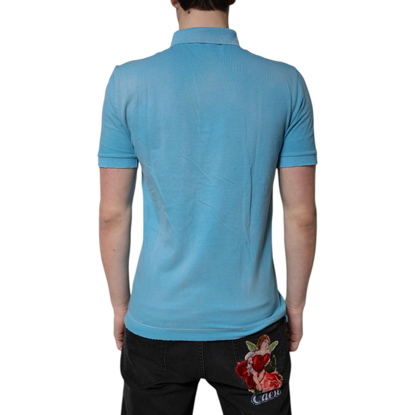 Dolce & Gabbana Blue Cotton Crown Collared Men Polo T-shirt TSH90007-46