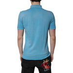Dolce & Gabbana Blue Cotton Crown Collared Men Polo T-shirt TSH90007-46