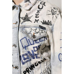 Dolce & Gabbana Light Blue Graffiti Button Down Denim Jacket JKT41298-40