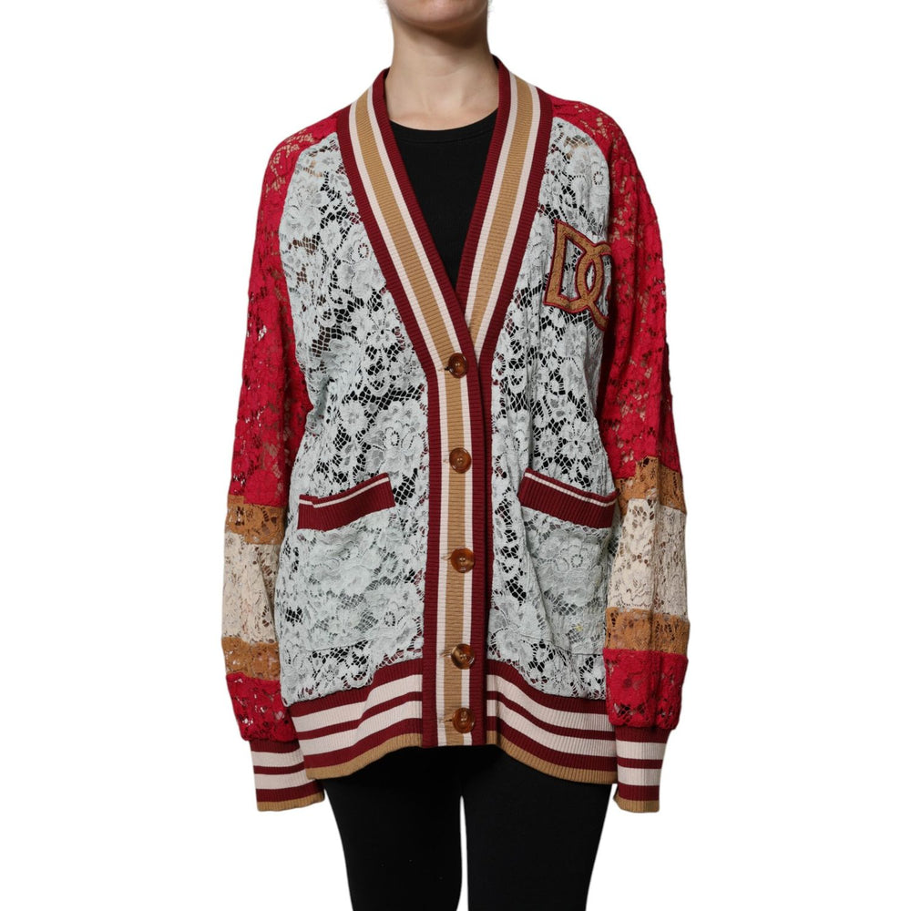 Dolce & Gabbana Multicolor Floral Lace Cardigan Sweater JKT41389-36
