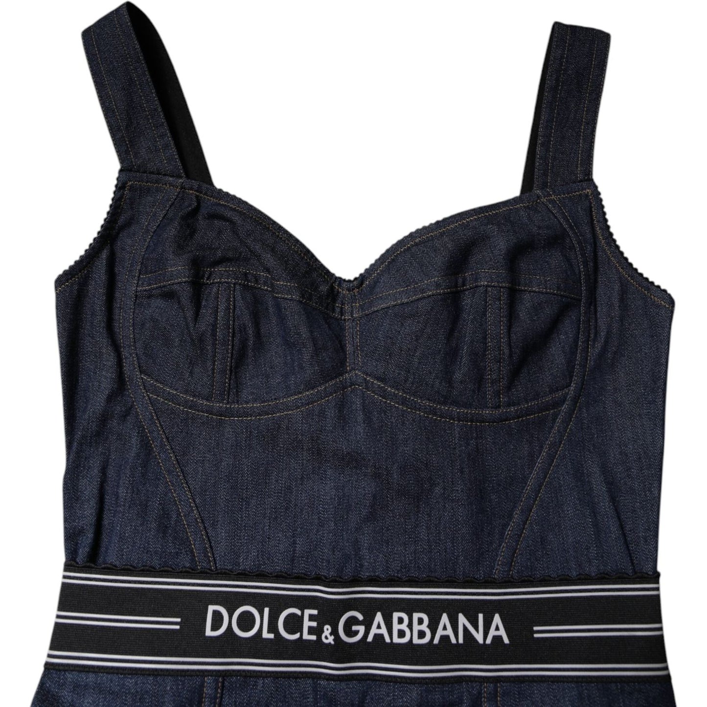 Dolce & Gabbana Blue Cotton Stretch Sleeveless Bodycon Denim Bodysuit TSH84848-40