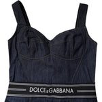 Dolce & Gabbana Blue Cotton Stretch Sleeveless Bodycon Denim Bodysuit TSH84848-40