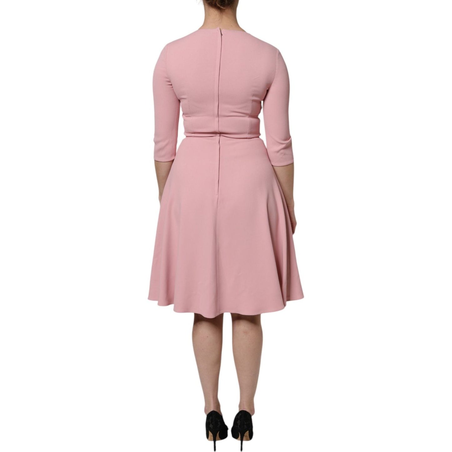 Dolce & Gabbana Pink A-line Flare Viscose 3/4 Sleeves Dress DR81522-40