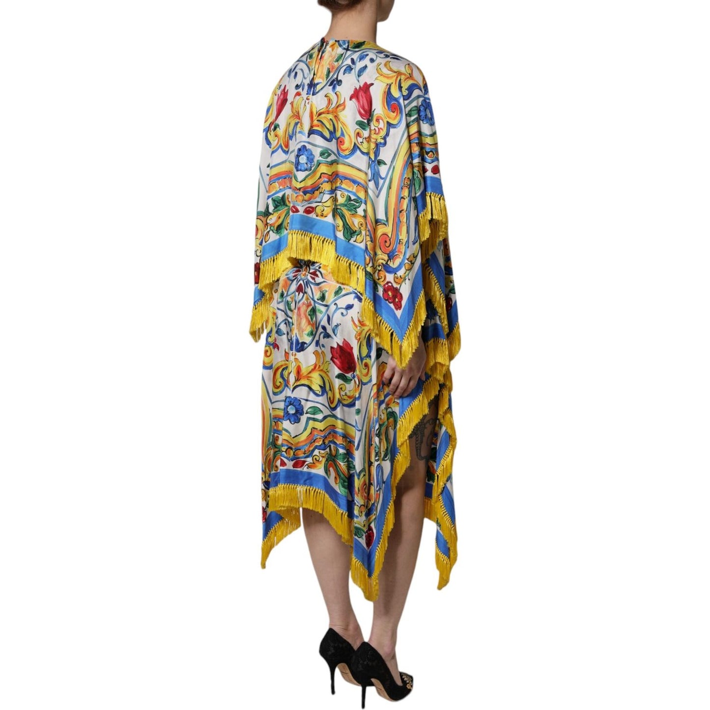 Dolce & Gabbana Multicolor Majolica Kaftan Short Sleeves Maxi Dress DR81636-36