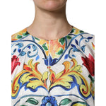 Dolce & Gabbana Multicolor Majolica Kaftan Short Sleeves Maxi Dress DR81636-36