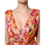 Dolce & Gabbana Multicolor Floral Silk V-neck Chiffon Dress DR81651-36