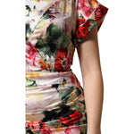Dolce & Gabbana Multicolor Floral Short Sleeves Sheath Midi Dress DR81654-36