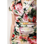 Dolce & Gabbana Multicolor Floral Short Sleeves Sheath Midi Dress DR81654-36